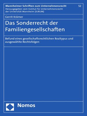 cover image of Das Sonderrecht der Familiengesellschaften